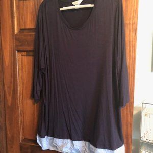 CJ Banks Navy Knit Top with Cambray Tails 3X